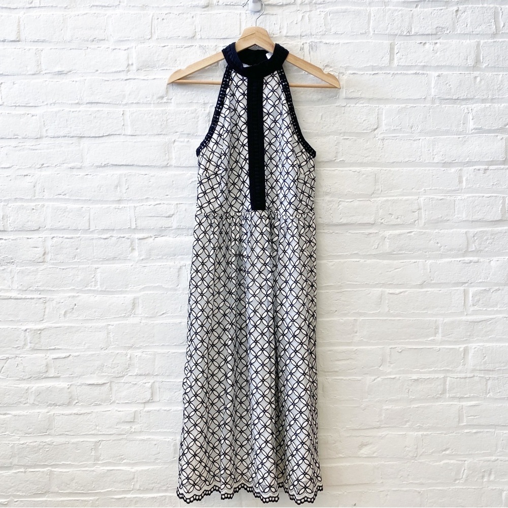 Anthropologie || Eri + Ali Ninetta Lace Midi Dress Black White 4